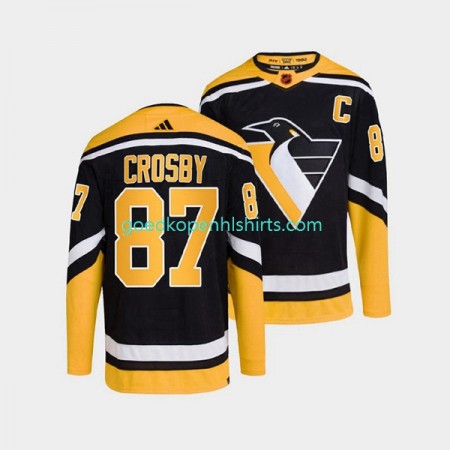 Pittsburgh Penguins Sidney Crosby 87 Adidas 2022-2023 Reverse Retro Zwart Authentic Shirt - Mannen